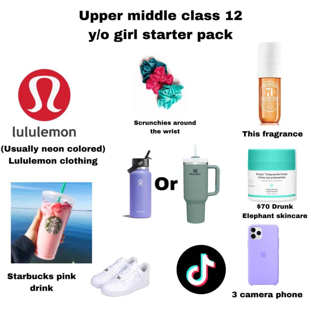 Upper middle class 12-year old girl starter pack