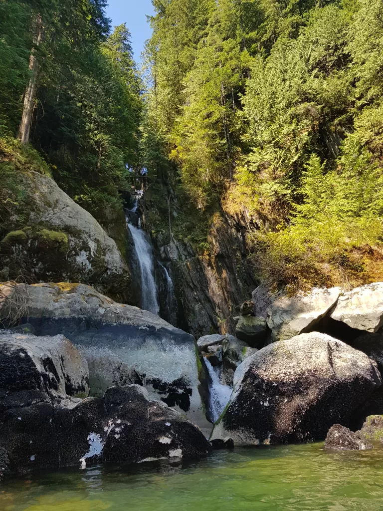 Silver Falls: Not much to see TBH, it's a small waterfall tucked into the side of a cliff. This is as close as you can paddle to it.